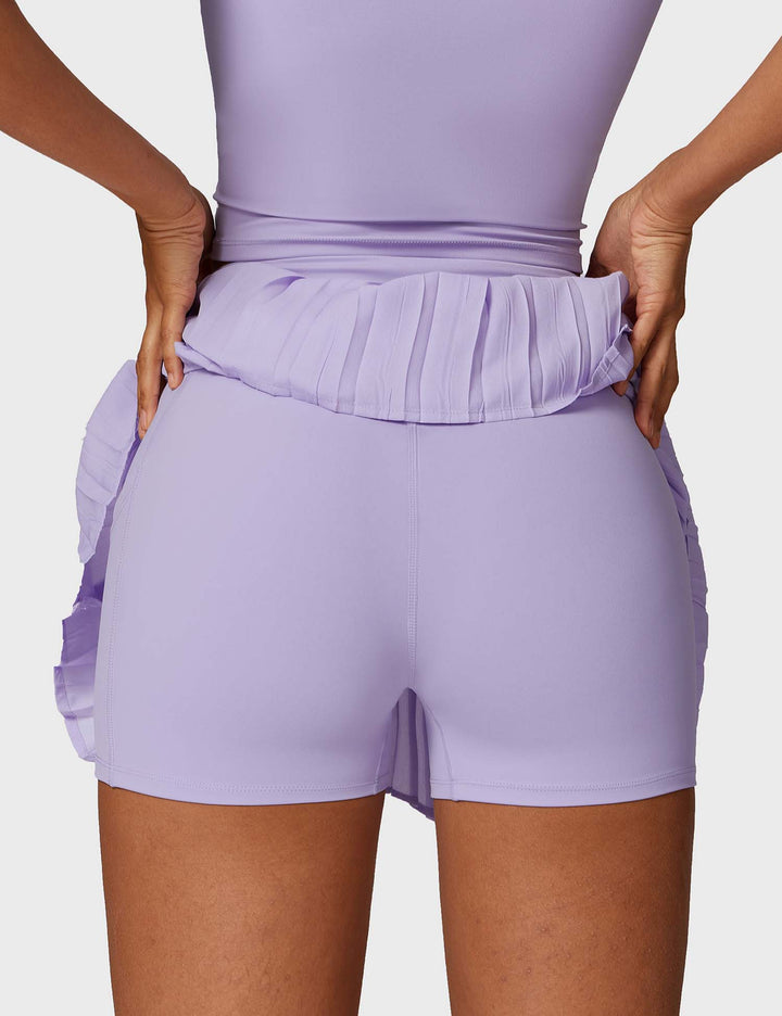 AceCourt 2-Piece Tennis Skirt Set | V-Neck Polo Top & High-Waisted Pleated Skirt