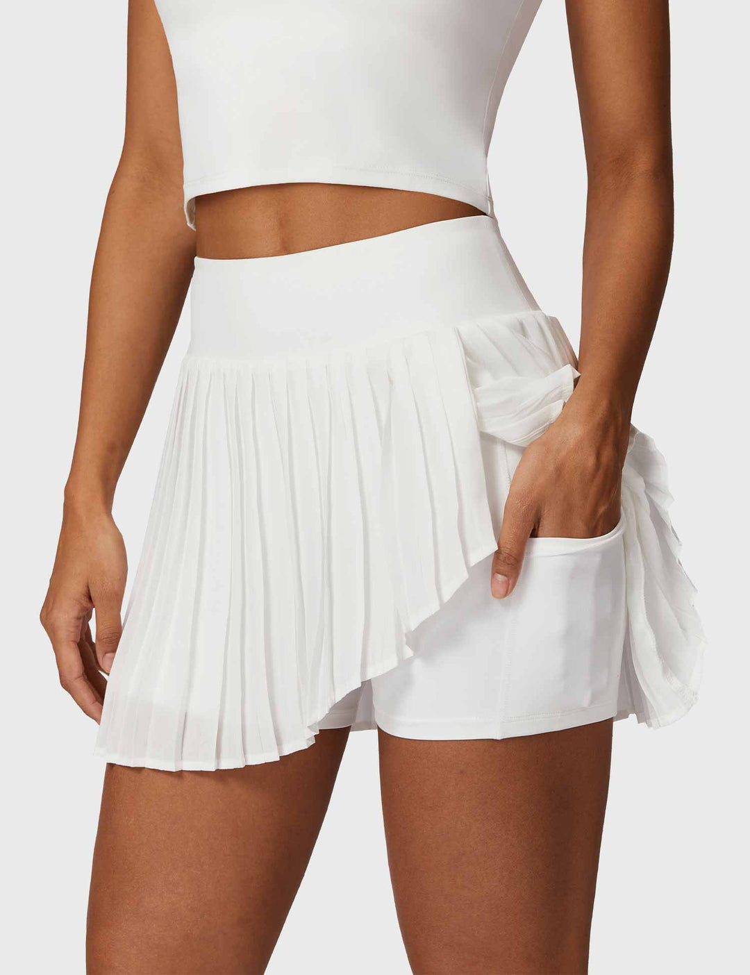 AceCourt 2-Piece Tennis Skirt Set | V-Neck Polo Top & High-Waisted Pleated Skirt