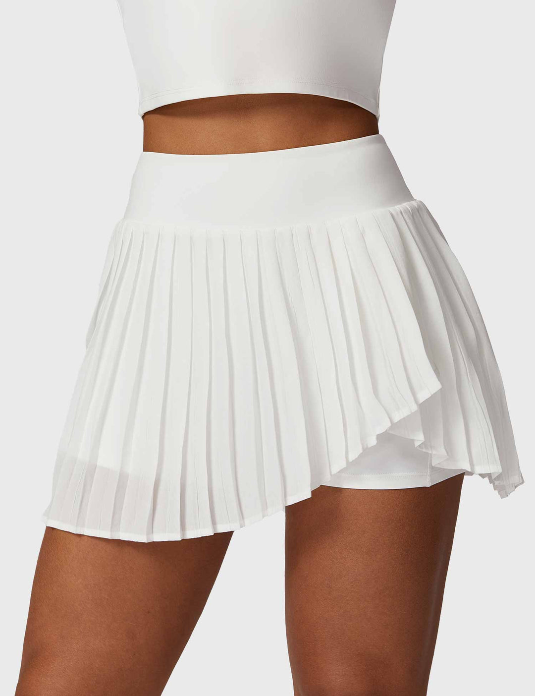 AceCourt 2-Piece Tennis Skirt Set | V-Neck Polo Top & High-Waisted Pleated Skirt