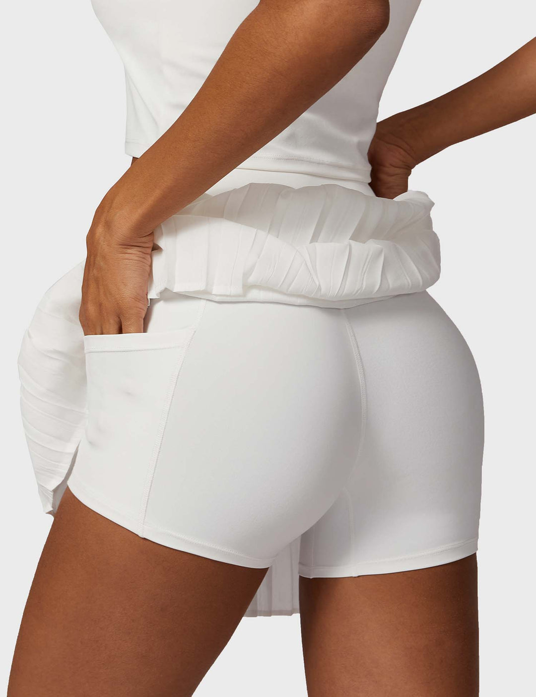 AceCourt 2-Piece Tennis Skirt Set | V-Neck Polo Top & High-Waisted Pleated Skirt