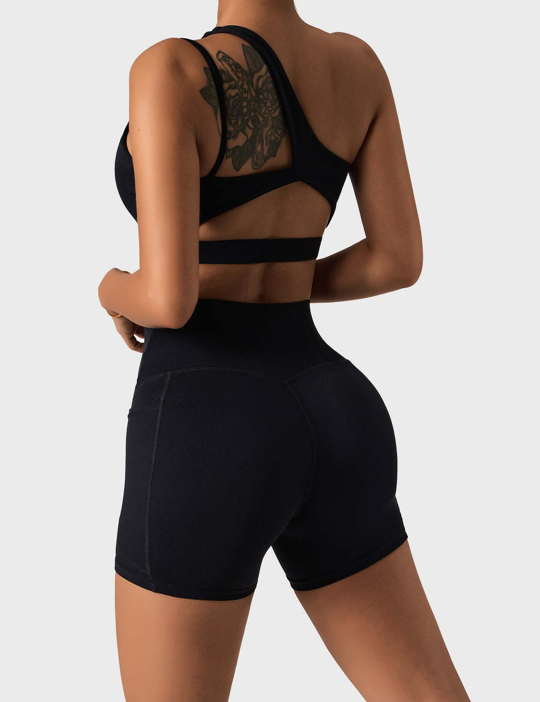 Athléva Luxe Activewear Set | Asymmetrical One-Shoulder Top with High-Waisted Shorts or Leggings