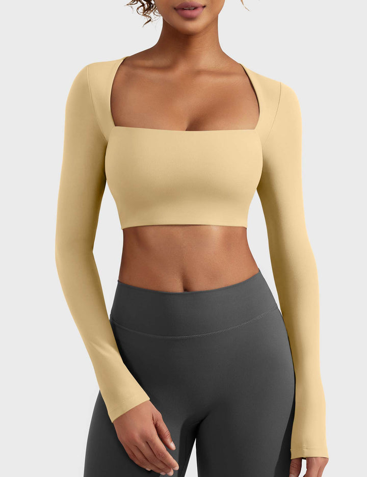 SculptFit Trapezoid Top | Slim-Fit Long Sleeves & Cropped Length for Sexy Style