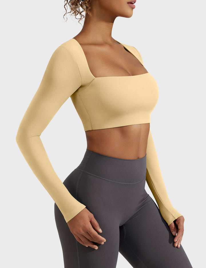 SculptFit Trapezoid Top | Slim-Fit Long Sleeves & Cropped Length for Sexy Style