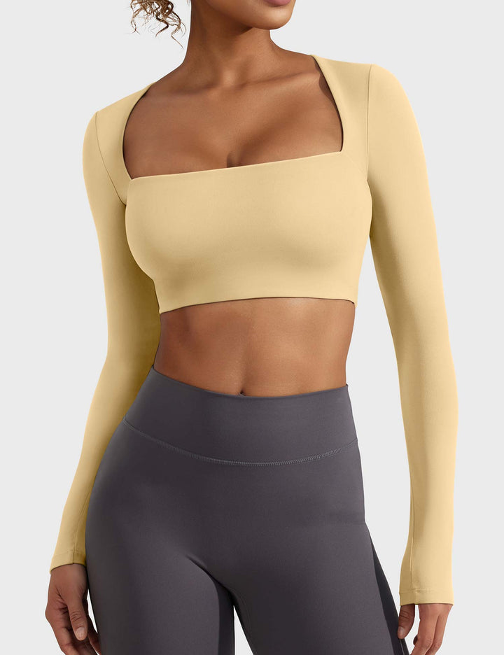 SculptFit Trapezoid Top | Slim-Fit Long Sleeves & Cropped Length for Sexy Style