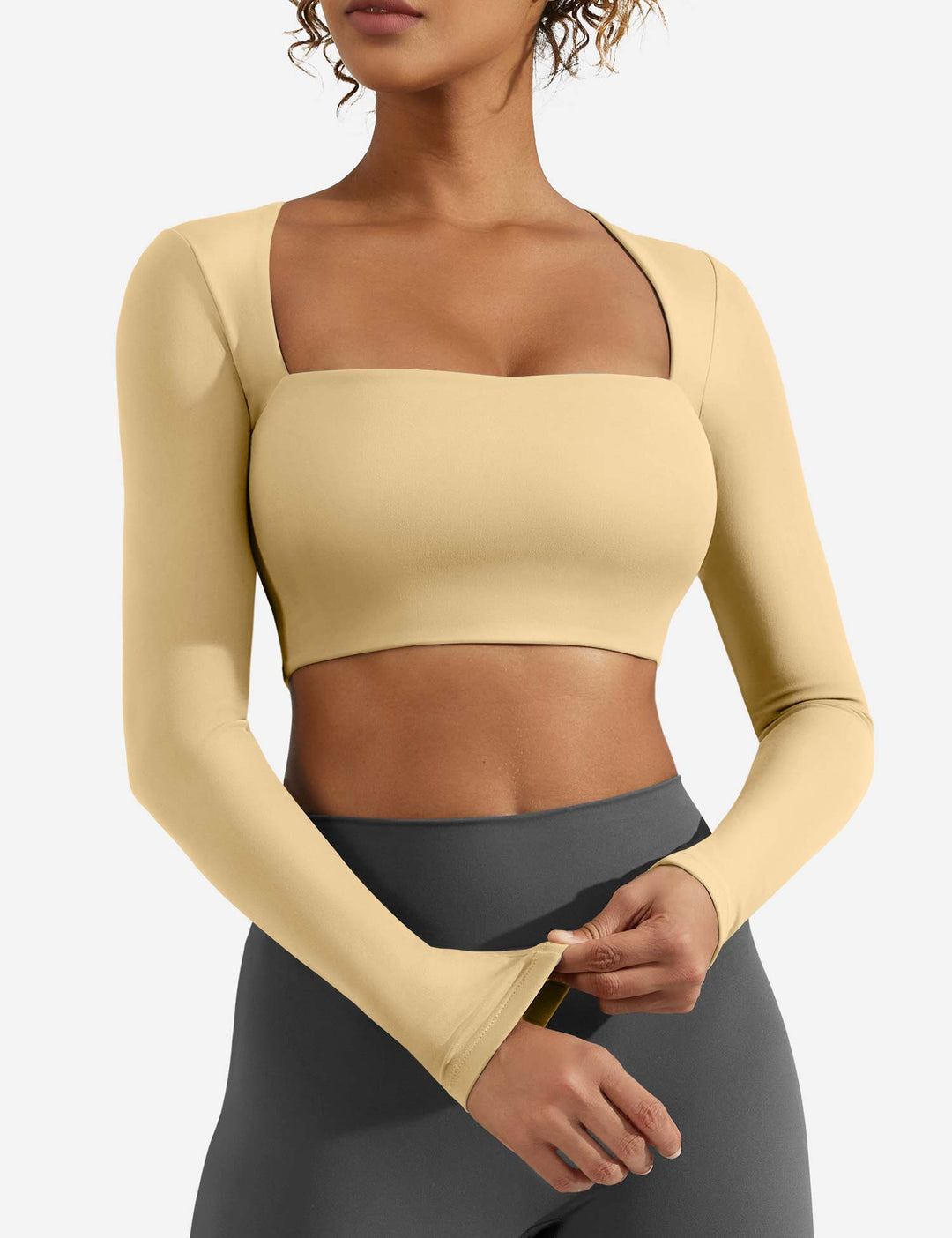 SculptFit Trapezoid Top | Slim-Fit Long Sleeves & Cropped Length for Sexy Style