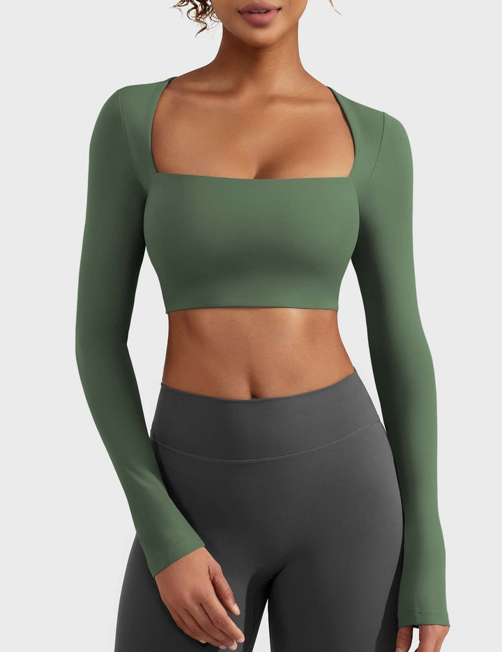 SculptFit Trapezoid Top | Slim-Fit Long Sleeves & Cropped Length for Sexy Style