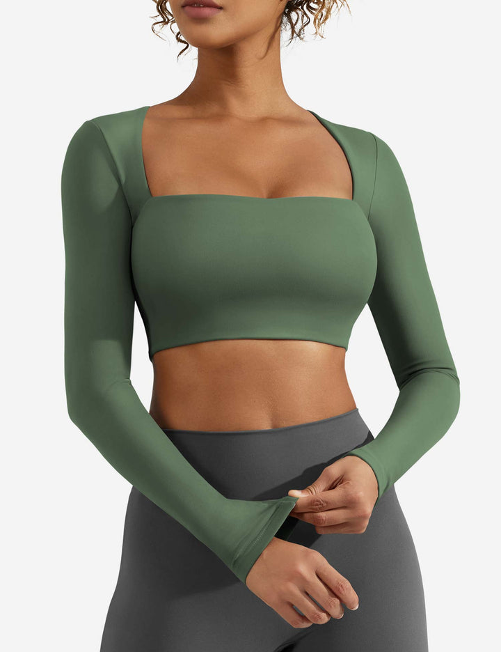 SculptFit Trapezoid Top | Slim-Fit Long Sleeves & Cropped Length for Sexy Style