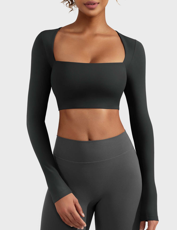 SculptFit Trapezoid Top | Slim-Fit Long Sleeves & Cropped Length for Sexy Style