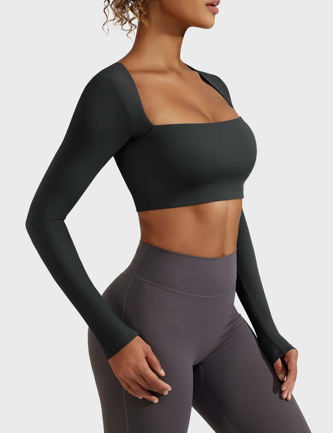 SculptFit Trapezoid Top | Slim-Fit Long Sleeves & Cropped Length for Sexy Style