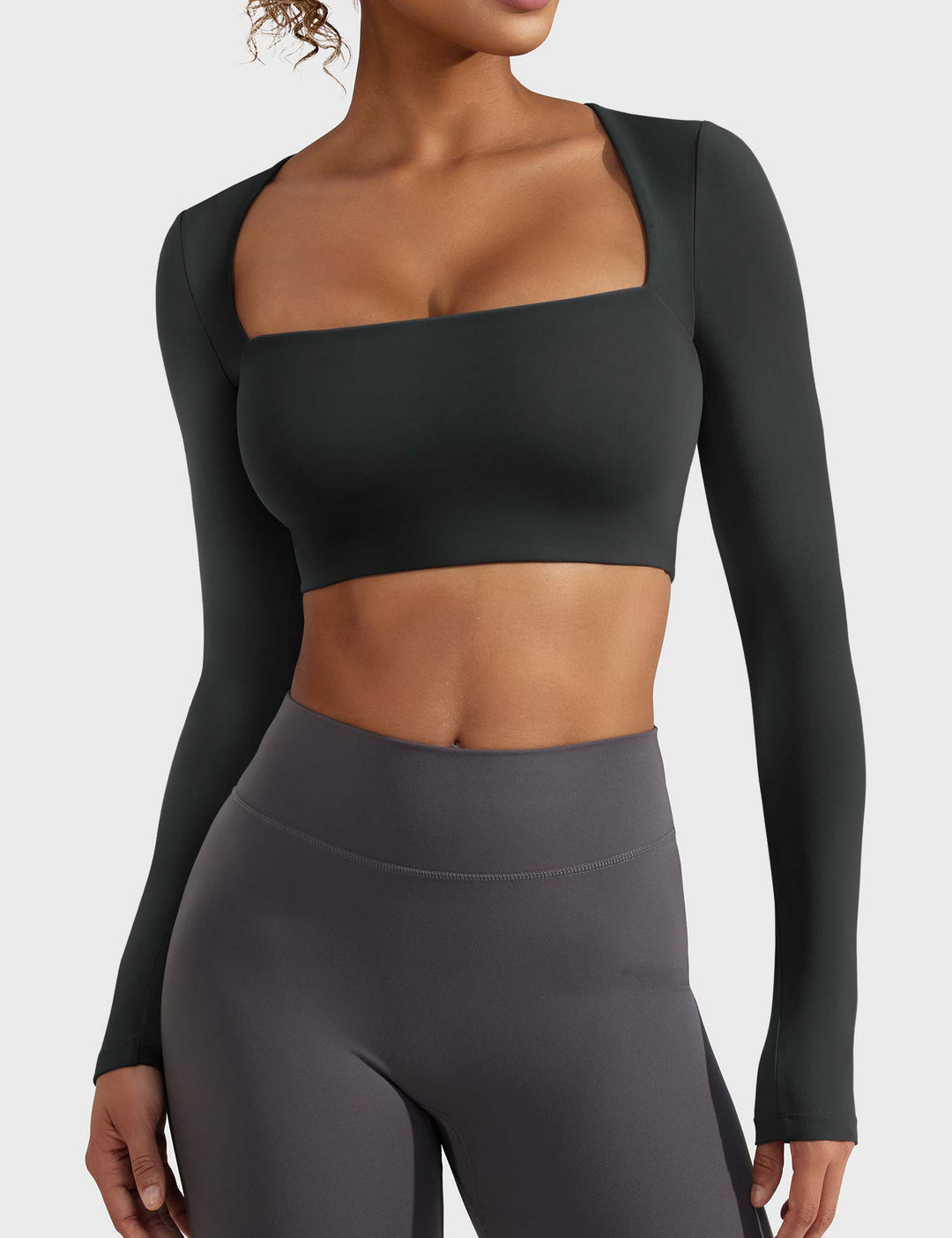 SculptFit Trapezoid Top | Slim-Fit Long Sleeves & Cropped Length for Sexy Style