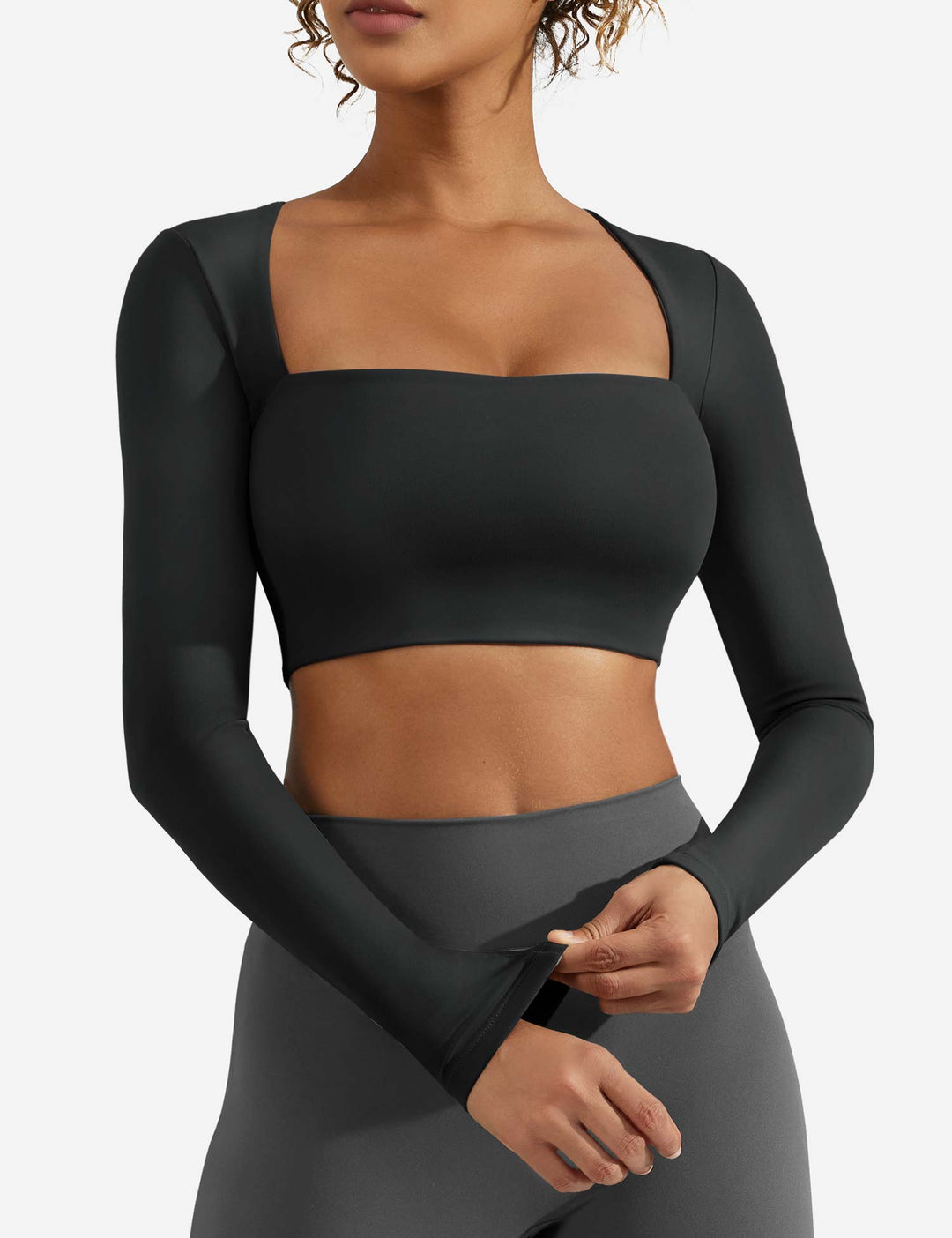 SculptFit Trapezoid Top | Slim-Fit Long Sleeves & Cropped Length for Sexy Style