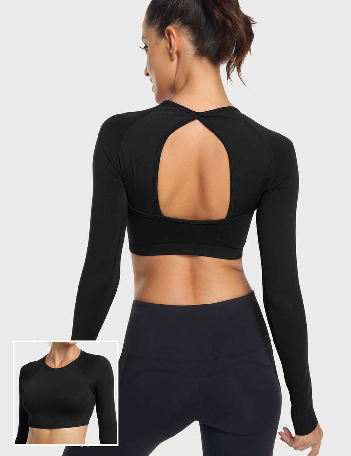 FlexiFit Seamless Crop Top | Open Back Design for Ultimate Comfort and Style