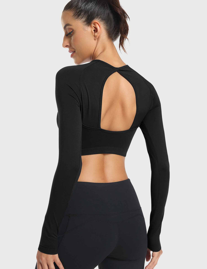 FlexiFit Seamless Crop Top | Open Back Design for Ultimate Comfort and Style