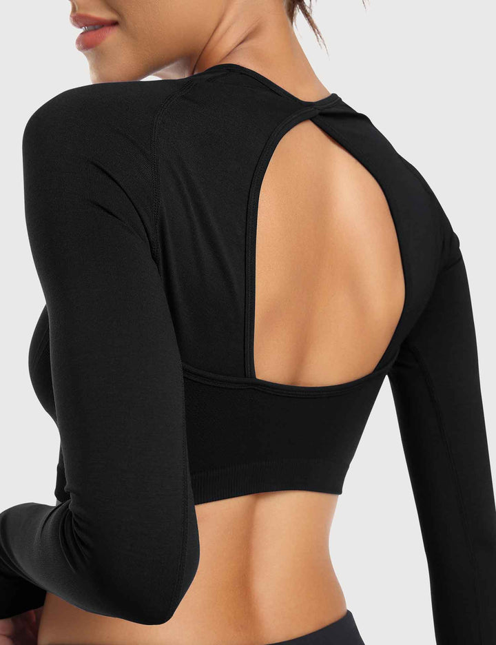 FlexiFit Seamless Crop Top | Open Back Design for Ultimate Comfort and Style