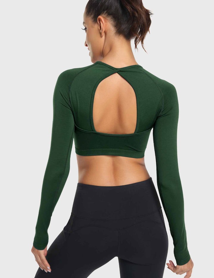 FlexiFit Seamless Crop Top | Open Back Design for Ultimate Comfort and Style