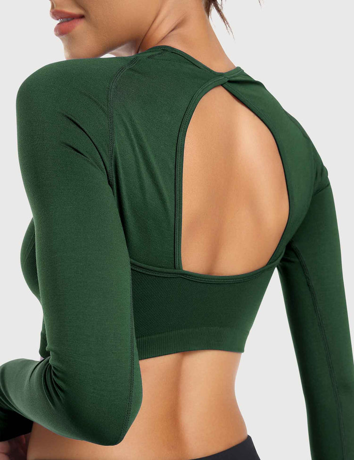 FlexiFit Seamless Crop Top | Open Back Design for Ultimate Comfort and Style