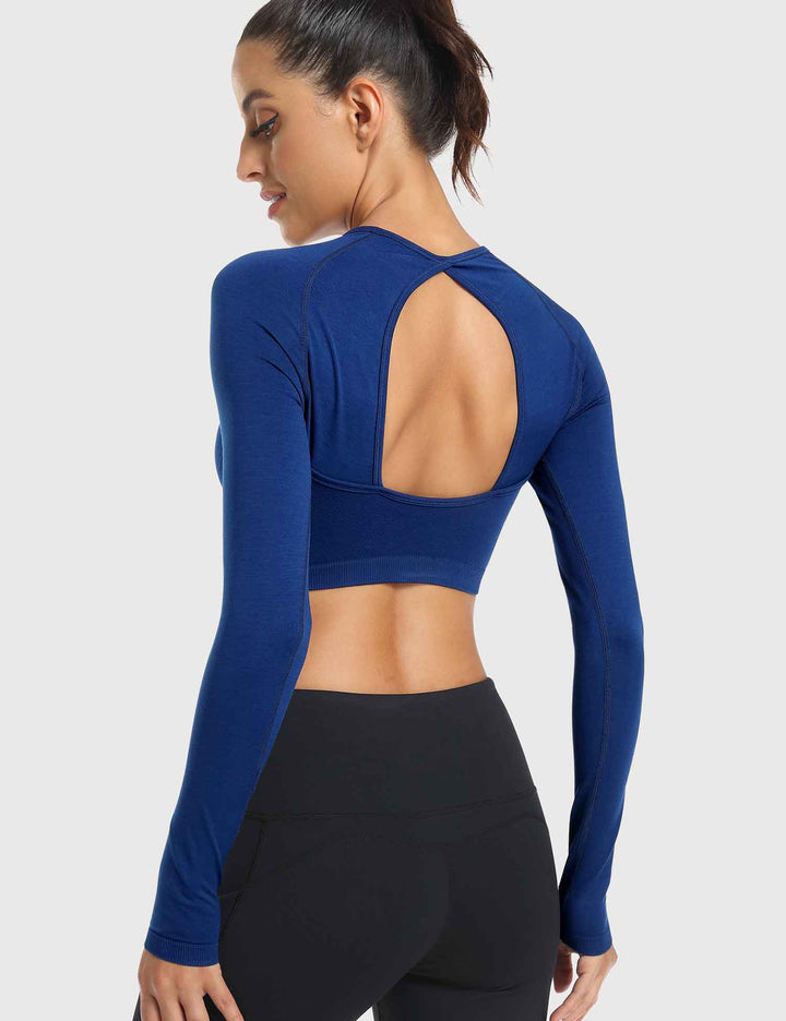 FlexiFit Seamless Crop Top | Open Back Design for Ultimate Comfort and Style