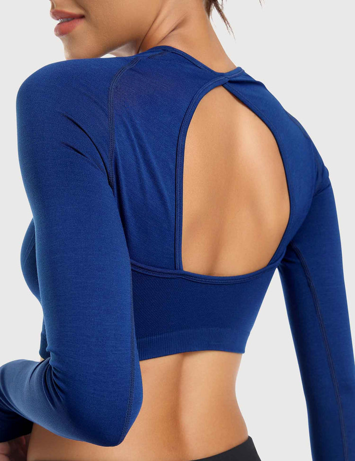 FlexiFit Seamless Crop Top | Open Back Design for Ultimate Comfort and Style