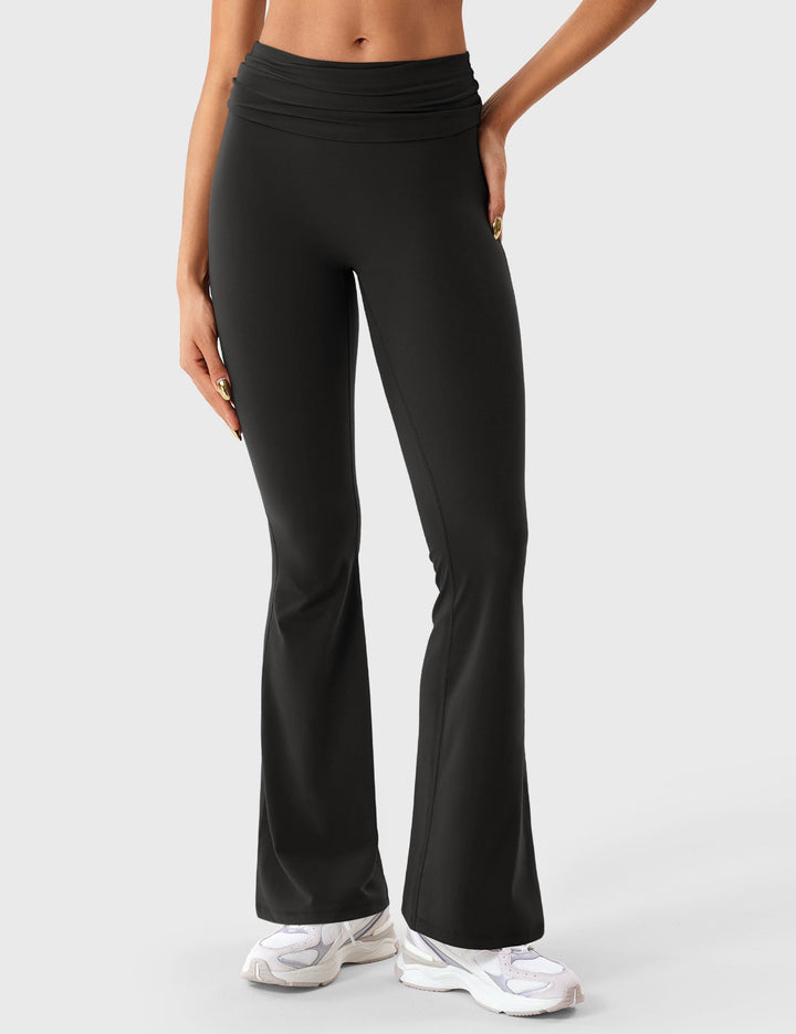 NARISSA FLARE - Foldover Waistband Flare Leggings for Effortless Elegance