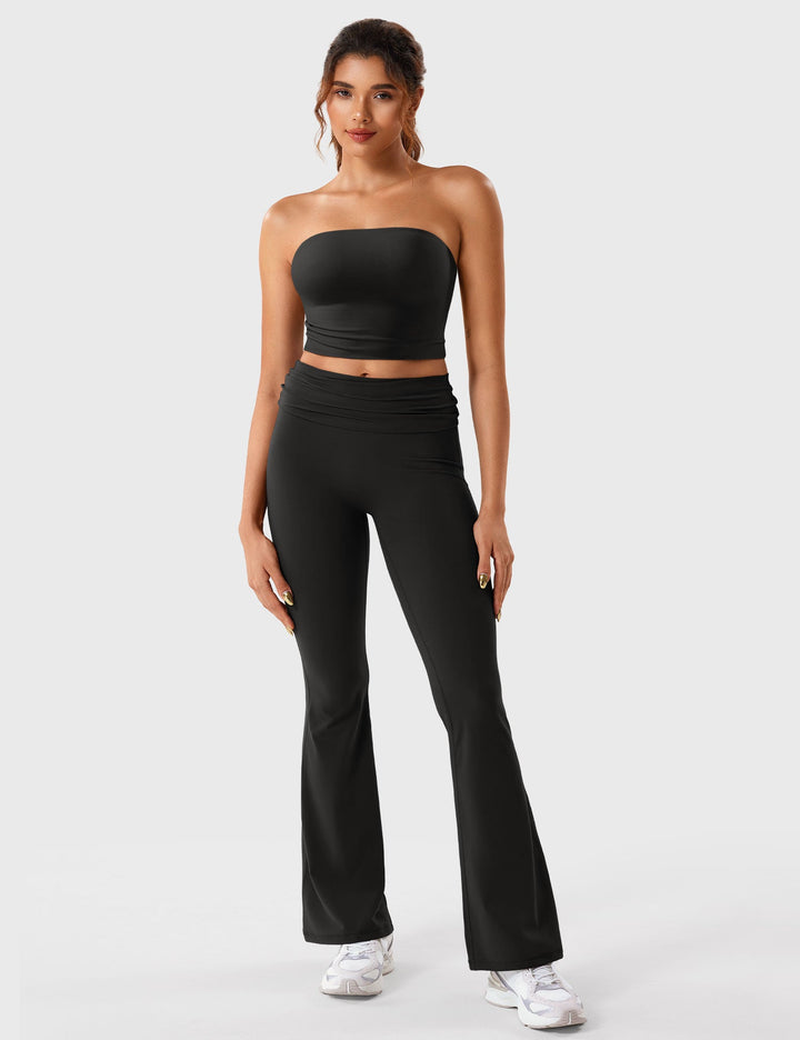 NARISSA FLARE - Foldover Waistband Flare Leggings for Effortless Elegance