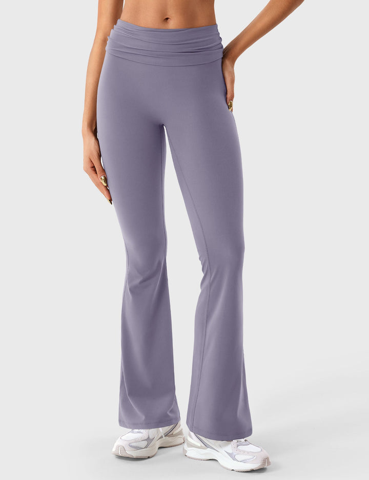 NARISSA FLARE - Foldover Waistband Flare Leggings for Effortless Elegance