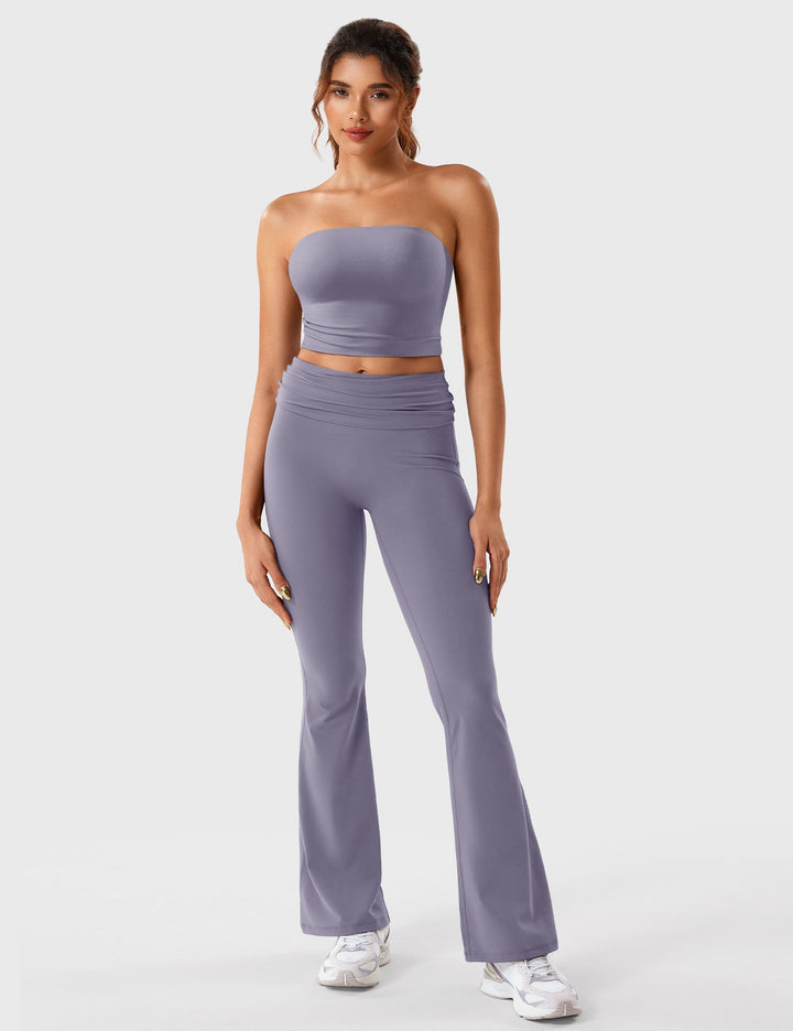 NARISSA FLARE - Foldover Waistband Flare Leggings for Effortless Elegance