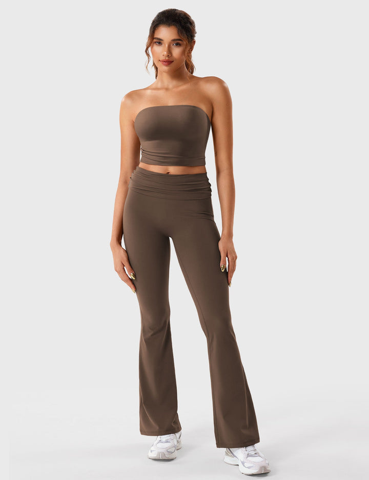 NARISSA FLARE - Foldover Waistband Flare Leggings for Effortless Elegance