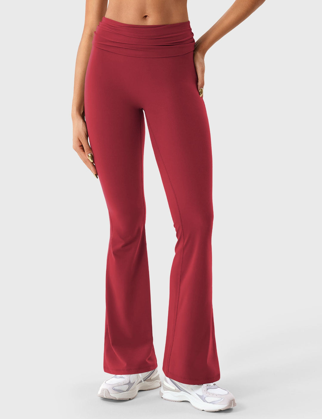 NARISSA FLARE - Foldover Waistband Flare Leggings for Effortless Elegance