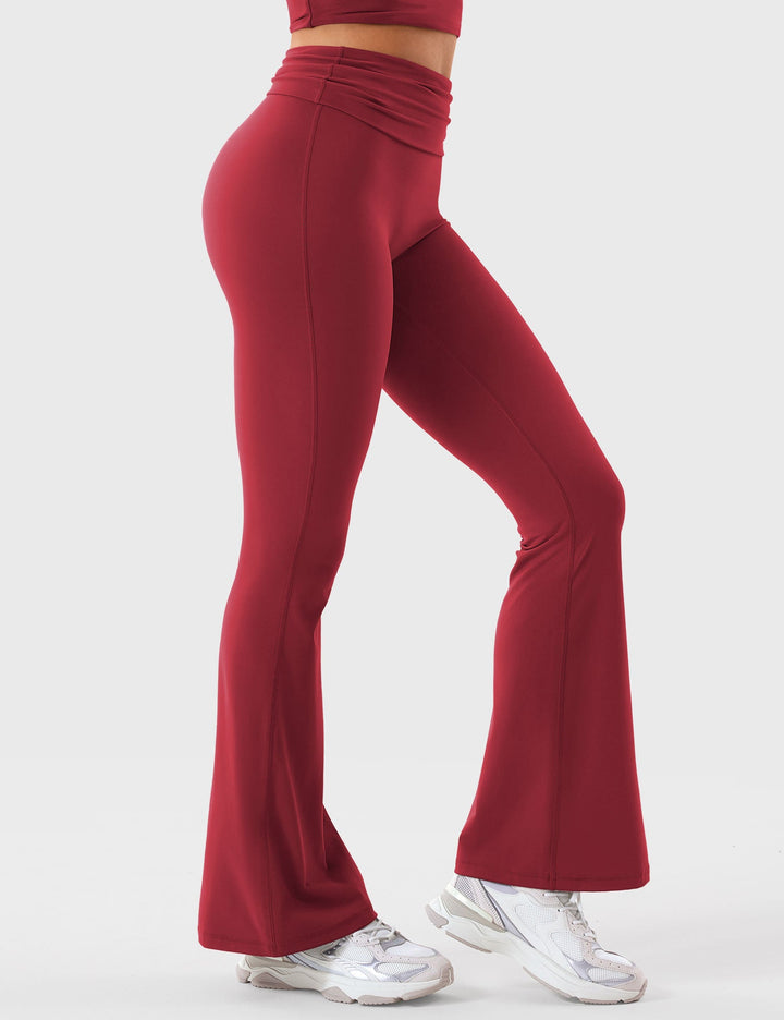 NARISSA FLARE - Foldover Waistband Flare Leggings for Effortless Elegance